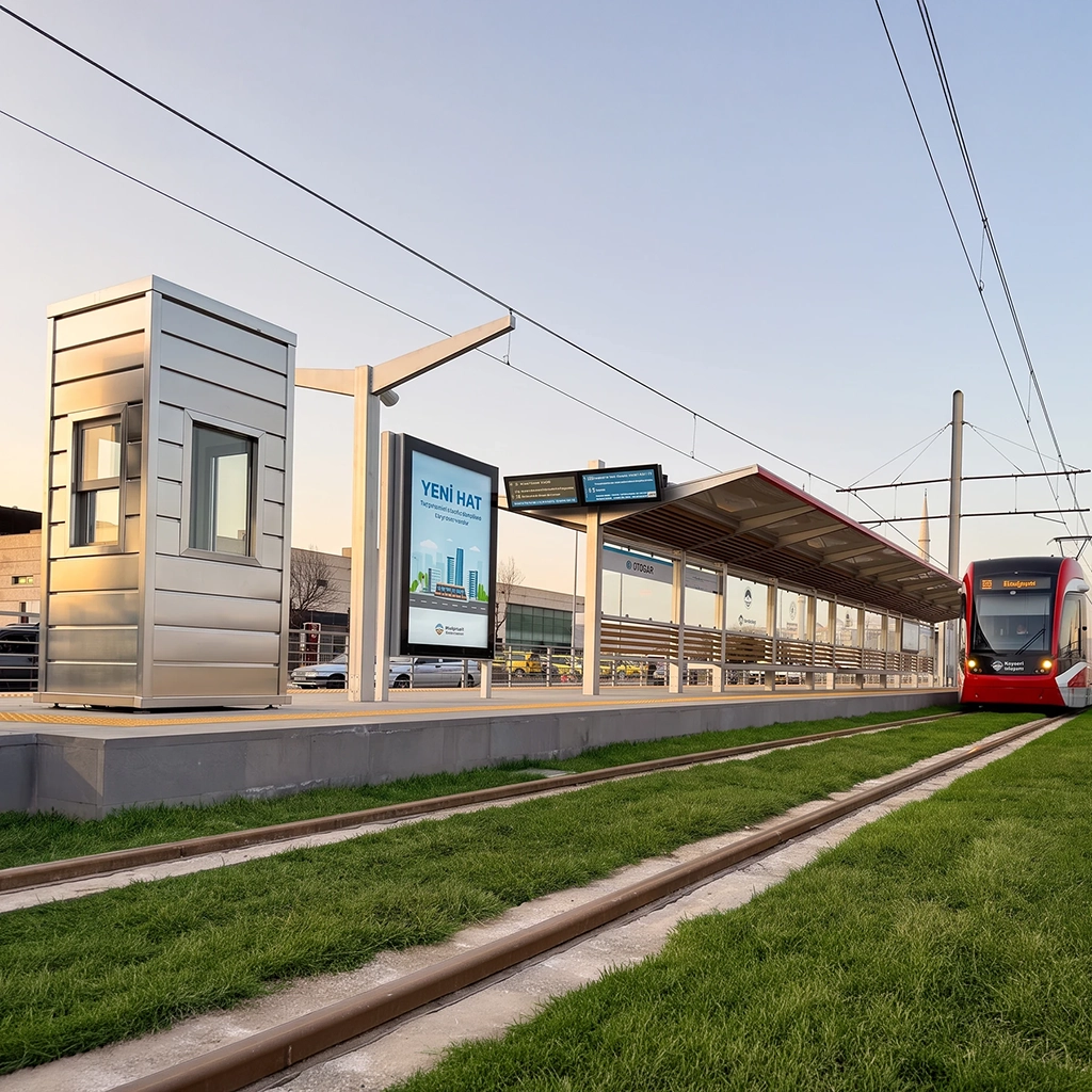 Chrome Double-Sided Tram Shelter — product photograph